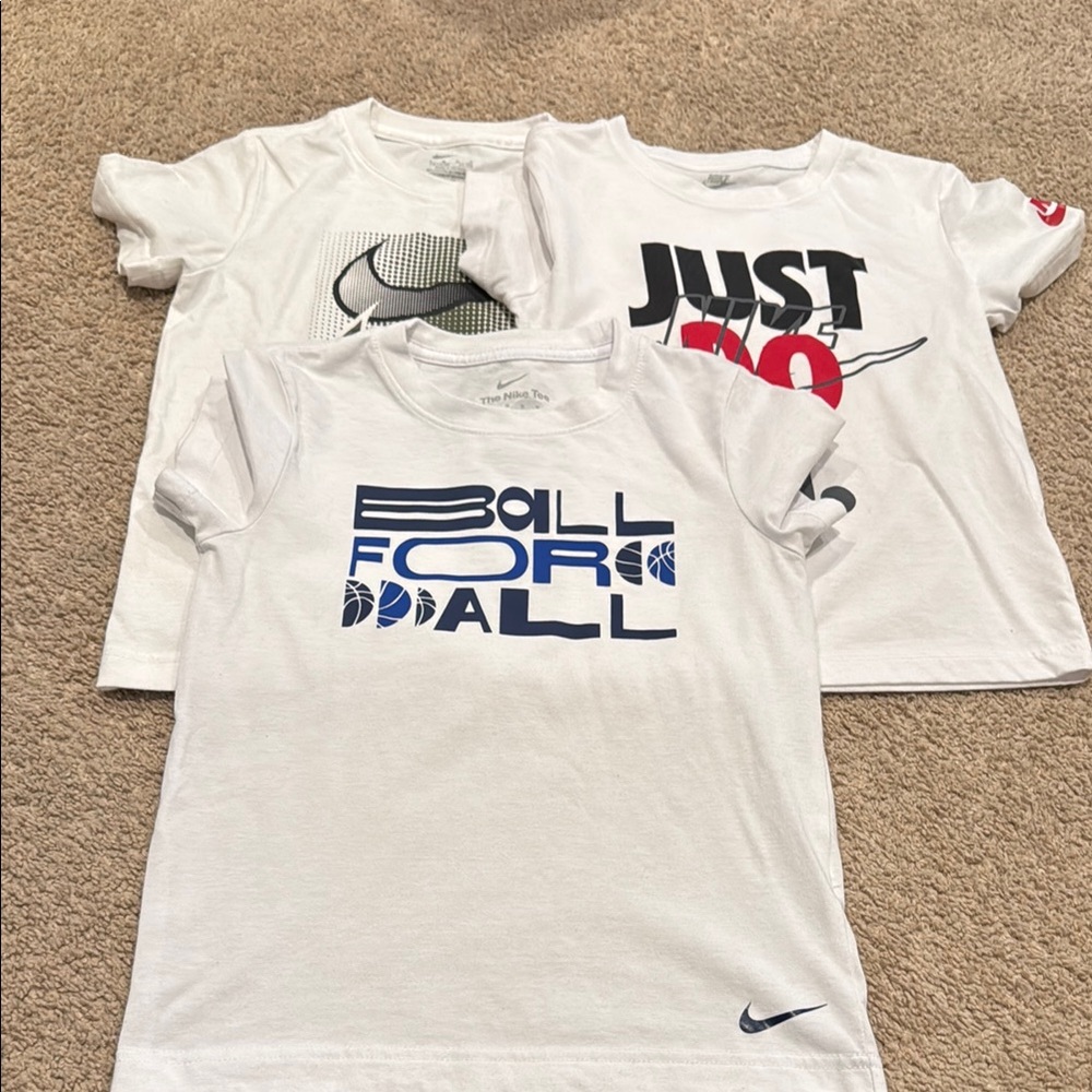 Nike Kids White Graphic T-Shirts - Pack of 3
